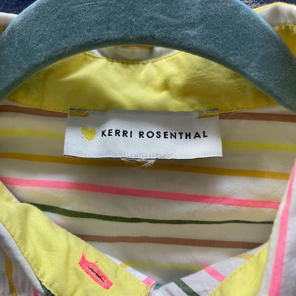 Kerri Rosenthal Pia Button Down Multistripe Shirt With Graphic Heart Size L - Picture 8 of 9